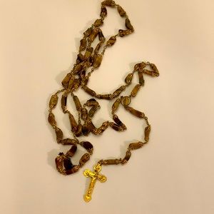 Beautiful Tiger Eye Rosary. Gold and brown tones. 38 inches long